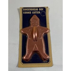 Vintage Copper Gingerbread Boy Cookie Cutter with Handle Metal 7" New in Package